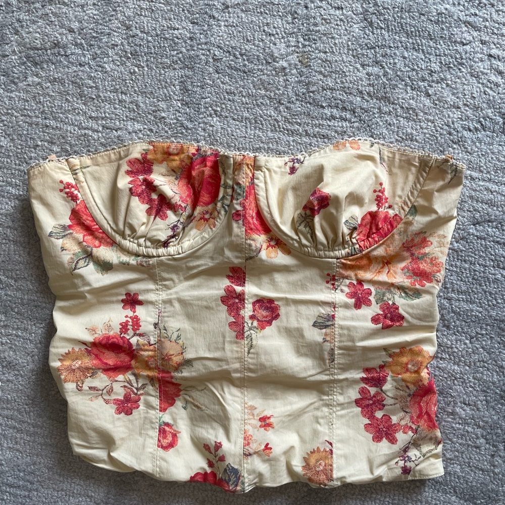 Floral crochet corset top